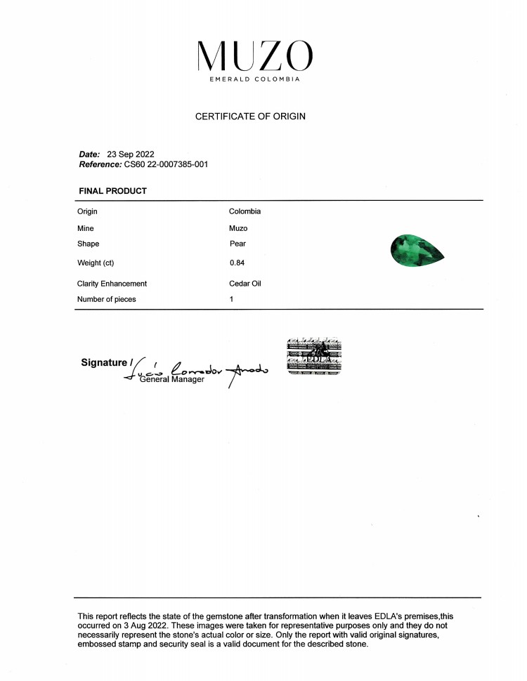 0.84 Ct. Emerald from Colombia - Muzo